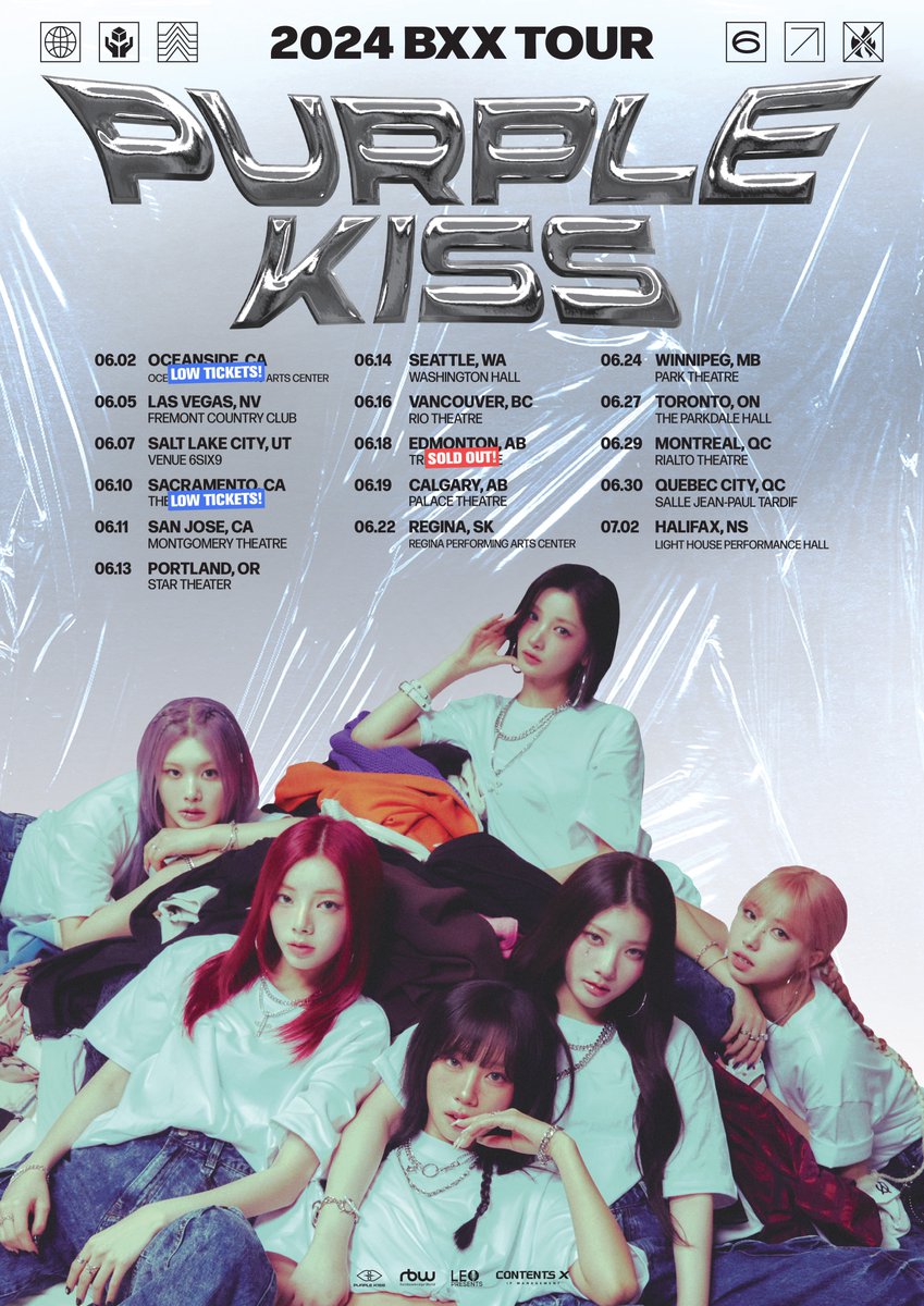 [#NOTICE] @RBW_PURPLEKISS 😈

Edmonton, AB is now SOLD OUT.

Oceanside and Sacramento... your cities are now under LOW TICKET WARNINGS. Tickets are available for the remainder of all shows.

#퍼플키스 #PURPLE_KISS 
#PURPLE_KISS_BXX_TOUR
