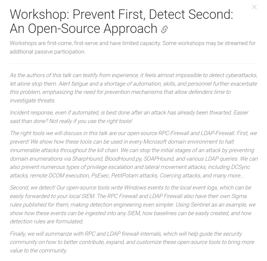 ZeroNLabs's tweet image. Exciting news! 
@SagieDulce and @dekel_paz will be delivering a workshop at @NorthSec_io on how to stop #ActiveDirecory attacks before they do any damage using the #LDAPFirewall and #RPCFirewall. 

Roll up your sleeves and come check them out!
hubs.li/Q02vw0gj0
