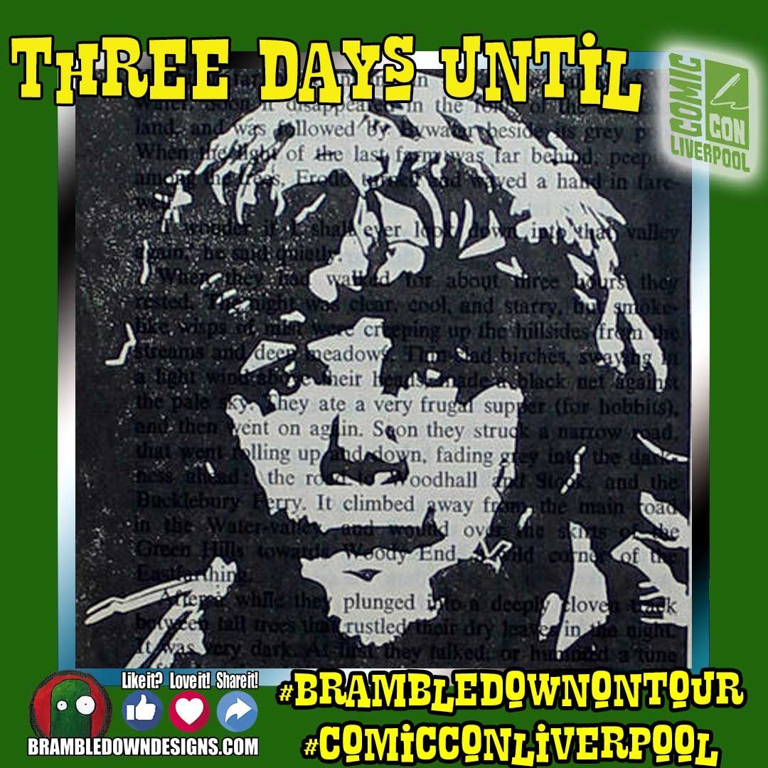 The countdown to #ComicConLiverpool continues! Today we have a the #Hobbit folk for you plus an Elf. A large number of the cast of #LordoftheRing will be there #Frodo #Legolas #Samwise and Merry and Pippin. These are #Linocut prints on a 1974 copy of the #FellowshipoftheRing