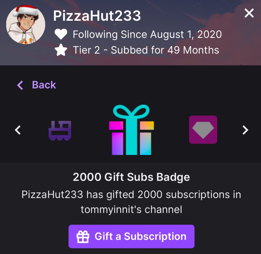 I just hit 2,000 gifted subs in Tommyinnit’s twitch chat, holy shit what an absolutely crazy number 😭 almost 4 years since I started gifting to Tommy as well??? that’s mad
