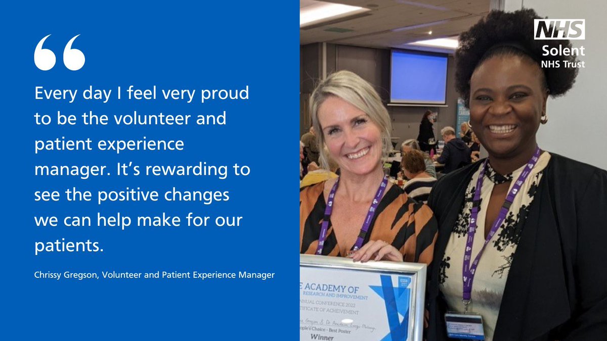 The @CEET_SolentNHS team work hard to ensure the community voice is at the heart of what they do. Chrissy Gregson, Volunteer and Patient Experience Manager, spoke to us about her role in the team. Full story 👉 buff.ly/44mzuGN #PEW2024
