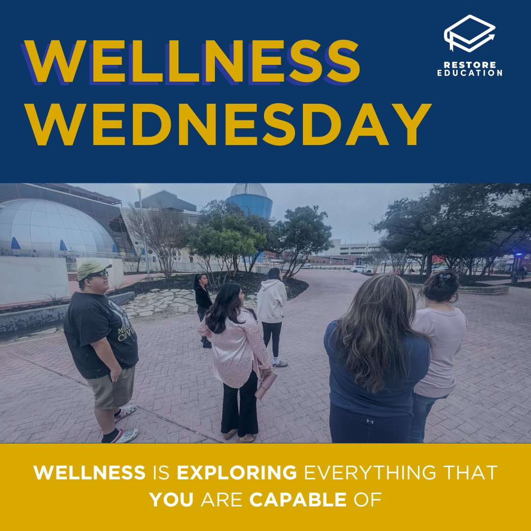🌿 Embrace Wellness Wednesday with Restore Education! Wellness is more than just physical health; it's about exploring everything that you are capable of. Take time today to nurture your mind, body, and soul. #WellnessWednesday #RestoreEducation #SelfCareJourney 💪🧠🌟