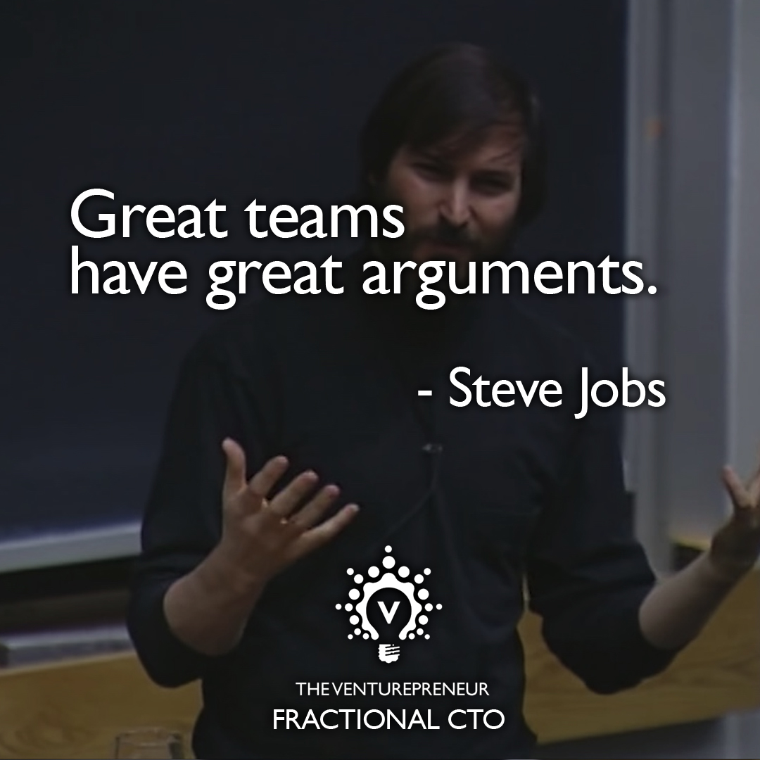 A #startupfounder uncomfortable with disagreement doesn’t fare well. Healthy teams disagree - sometimes passionately - but trust enough to seek truth. #SteveJobs understood this. Worth a thought. ow.ly/Q1Vr50Rgmvs #fractionalcto #cto #leadership #startup #startupsuccess