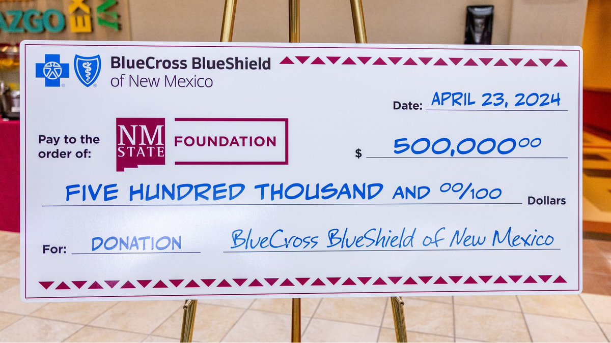 ICYMI – The NMSU Foundation celebrated a $500,000 gift from Blue Cross and Blue Shield of New Mexico @BCBSNM. Thank you to NM State Rep. Doreen Y. Gallegos who spoke, NM State Sen. Bill Soules who attended, & Dr. Brian Etheridge who represented #BCBS. Thank you, BCBS! #NewMexico