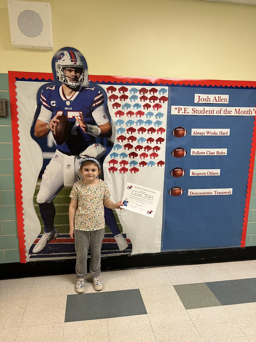 Congrats to the Josh Allen PE Students of the Month for April! So proud of your hard work! Way to be like @JoshAllenQB!! ❤️💙@BuffaloBills @LancasterCSD #joshallen #buffalobills #physicaleducation