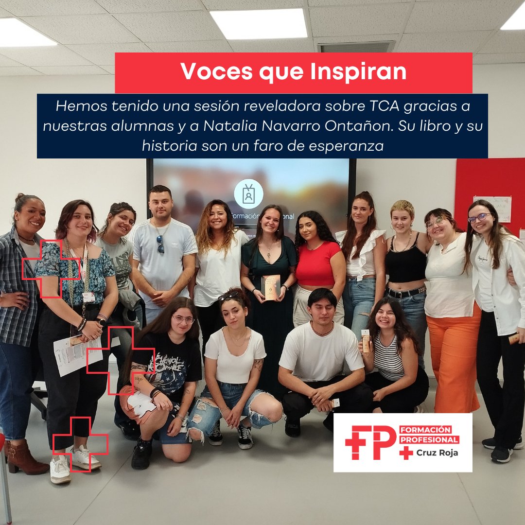 🍽️📖 En Cruz Roja FP, hemos tenido una sesión reveladora sobre TCA gracias a nuestras alumnas y a Natalia Navarro Ontañon. Su libro y su historia son un faro de esperanza. 🌟 #buscatuverdaderavoz #EducaciónYSalud #CruzRojaFP