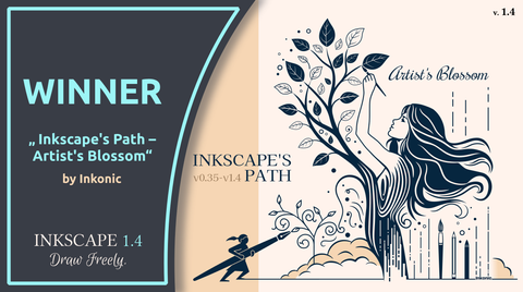 Congratulations to Inkonic for the “Inkscape's Path-Artist's Blossom” submission to our #Inkscape 1.4 About Screen Contest! 🏆 🎉 

Inkonic is encouraging growth in other artists and to never cease improving their own skills 💕🌱🖌️

inkscape.org/~Inkonic/%E2%9…