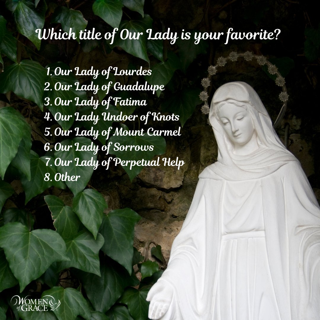 Which title of Our Lady is your favorite?

#ourlady #virginmary #mary #blessedmother #OurladyofLourdes #OurLadyofGuadalupe #Ourladyoffatima