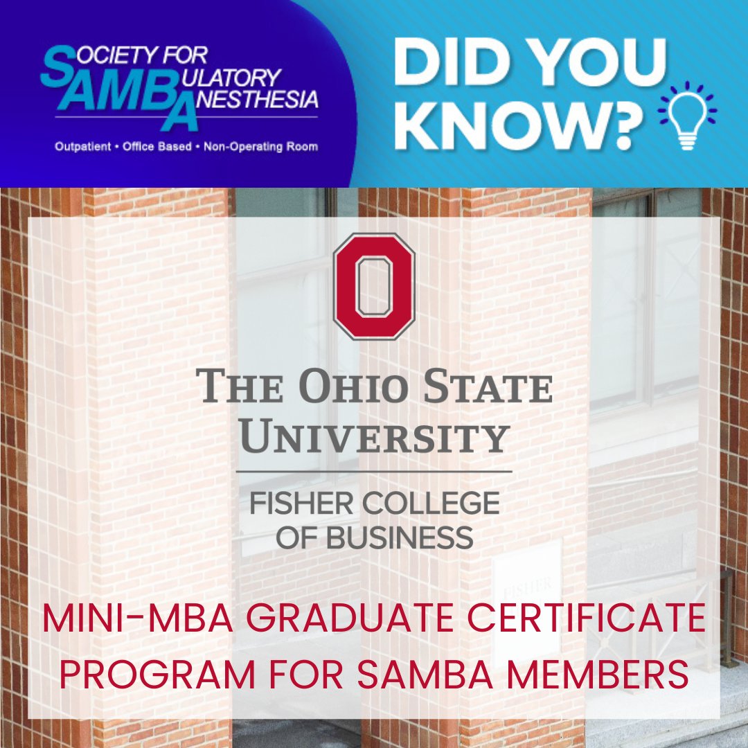 Did you know...that SAMBA and The Ohio State University Fisher College of Business have partnered to offer SAMBA members a specialized business training certification program? Learn more: tinyurl.com/yc5cd2tc #FisherCollegeofBusiness #ExecutiveEducation #GraduateCertificate