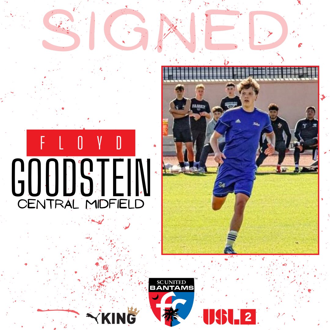 𝗙𝗹𝗼𝘆𝗱 𝗚𝗼𝗼𝗱𝘀𝘁𝗲𝗶𝗻- 𝗦𝗶𝗴𝗻𝗲𝗱 ✍🏼
Let’s welcome @GoodsteinFloyd, Central Midfielder from the University of Tulsa, to the SC United Bantams!⚽️🐓 
#upthebantams #Path2Pro @TulsaMSoccer