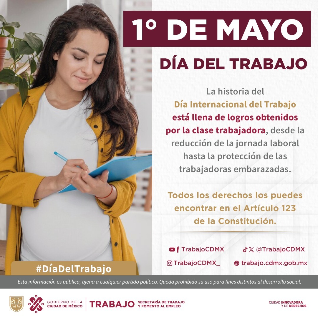 #DíaDelTrabajo | El 1º de mayo se convirtió en una conmemoración que pone de manifiesto la lucha por mejorar las condiciones laborales de las personas trabajadoras. #TrabajoEnLaCiudad @TrabajoCDMX