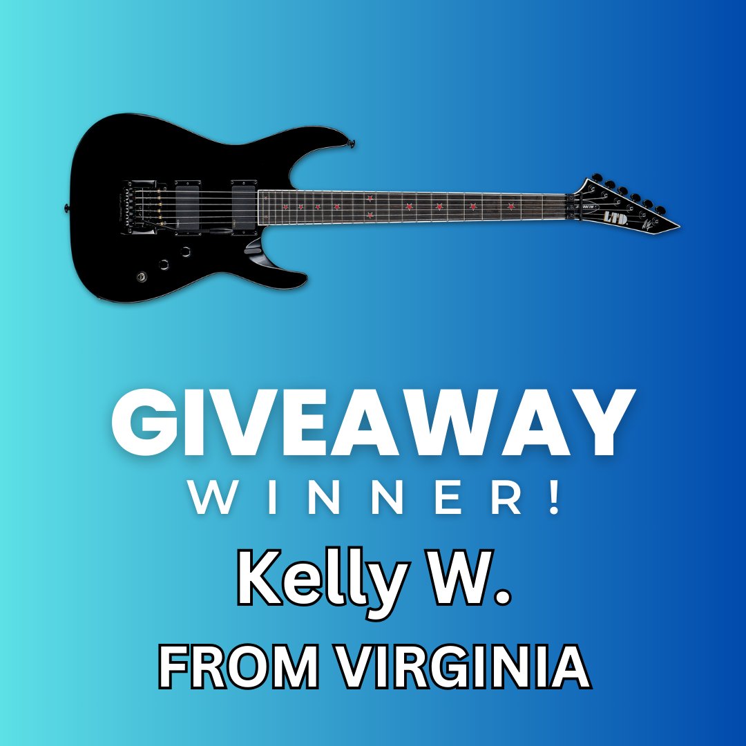 A BIG congratulations to Kelly W. from Virginia 🐎 🏛️ on winning the @ESPGuitarsUSA LTD Jeff Hanneman JH-600 CTM Electric Guitar Giveaway! 🎉 #ESPGuitars #zZoundsGiveaway