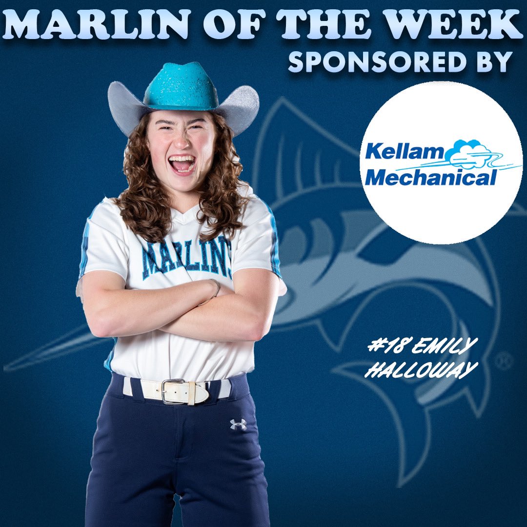 Congratulations to Emily Halloway of Virginia Wesleyan Softball Team for being named Marlin of the Week! The Senior hit a grand slam on Senior Day in the final regular season game! Big thanks to our sponsor @tellemkellam !