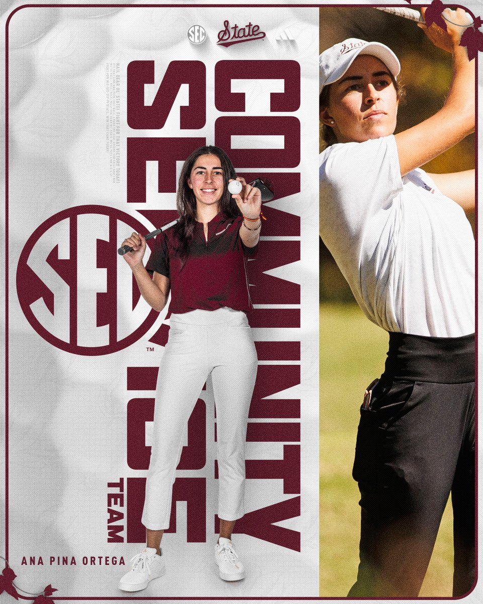 SEC Honors rolling in for the squad🏅 ∙ ALL-SEC First Team: Julia Lopez Ramirez ∙ ALL-SEC Freshman Team: Avery Weed ∙ SEC Community Service Team: Ana Pina Ortega #HailState🐶
