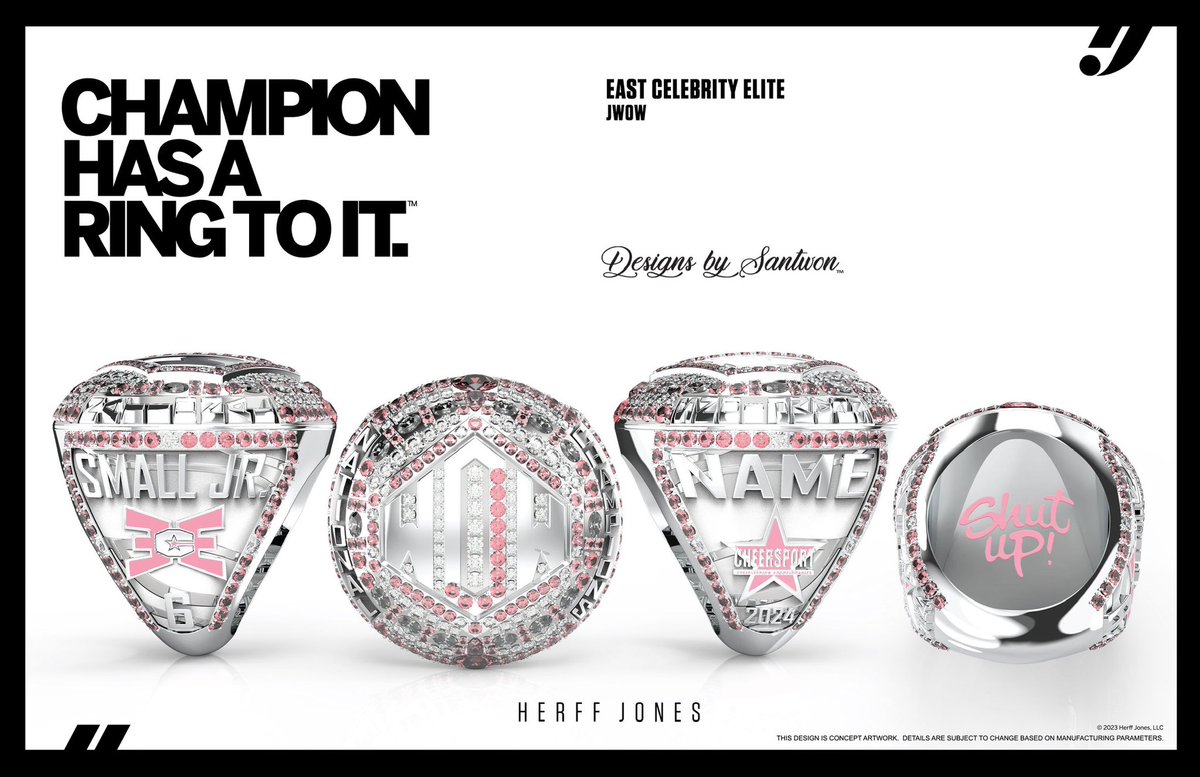 ECE standin’ on bidness! 

Congratulations @ECE_Cheer @ECE_J5 (JWOW), 
2024 CheerSport National Champions! 

#DBSchamprings #designsbysantwon #hjchamprings #herffjones #evolvechamprings #championshiprings #champrings #nationalchampions