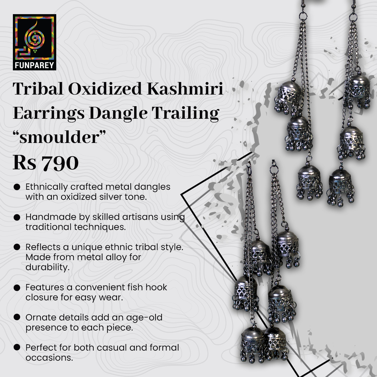 🌟 Ethnically crafted metal dangles with an oxidized silver tone 

funparey.com/product/tribal…

#JewelryLovers #TraditionalCraftsmanship #FashionAccessories #ExquisiteDesign #HandcraftedBeauty #jewelrydesign #UniqueFashion #SaleAlert #sale #vibrant  #trendingnow #trending