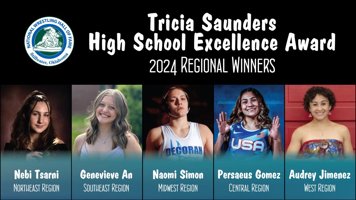 We’ve announced Tricia Saunders High School Excellence Award regional winners bit.ly/3UvfNbA First presented in 2014, named for 4X World champ and women's wrestling pioneer Tricia Saunders, first female @nwhof Distinguished Member and @wrestling Hall of Fame member