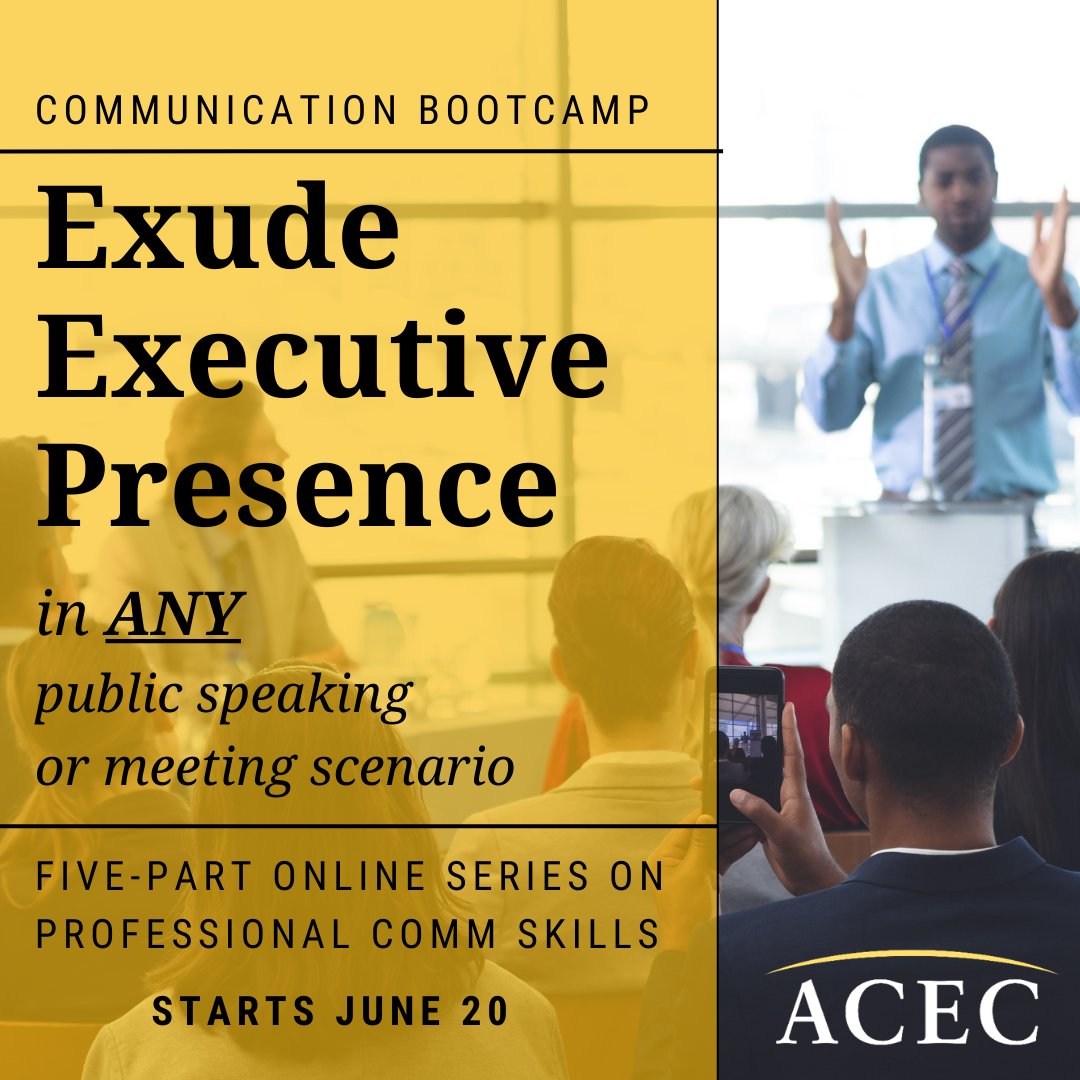 Join ACEC and The Communication Center for a comprehensive five-part series on professional communication skills. Learn techniques & strategies to strengthen your professional communication skills for career success. Learn more and register at: bit.ly/3Wlm4J6