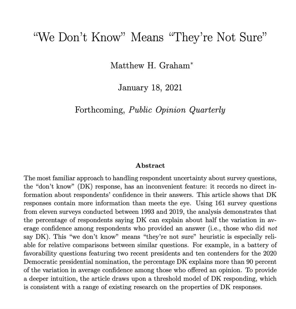 In this vein, I think often about this @Matt__Graham paper. When polled, zoning/land-use policies often show substantial portions of the electorate w/out an opinion on these issues. This means that the people who do have opinions don't have strong ones! m-graham.com/papers/Graham_…