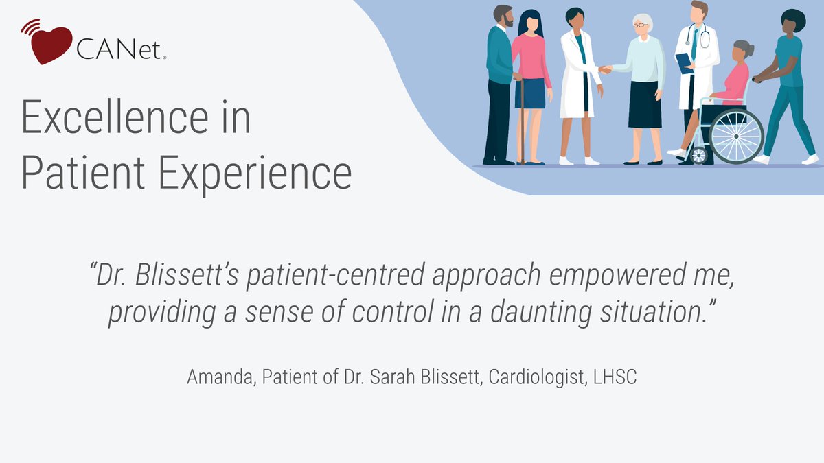 'Dr. Blissett’s patient-centred approach empowered me, providing a sense of control in a daunting situation.' - Amanda, Patient of Dr. Sarah Blissett, Cardiologist, LHSC  
canetinc.ca/patient-experi… @LHSCCanada 
#CANetPXWeek #PWLE #IMPX #PatientCare #PXWeek