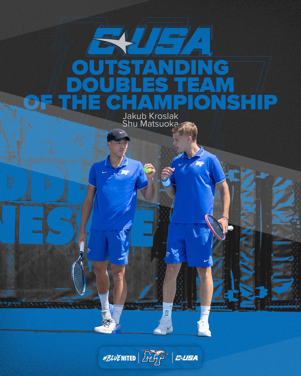 2-0 at the @ConferenceUSA Championships! Your Outstanding Doubles Team is Jakub Kroslak and Shu Matsuoka! 👏

#BLUEnited