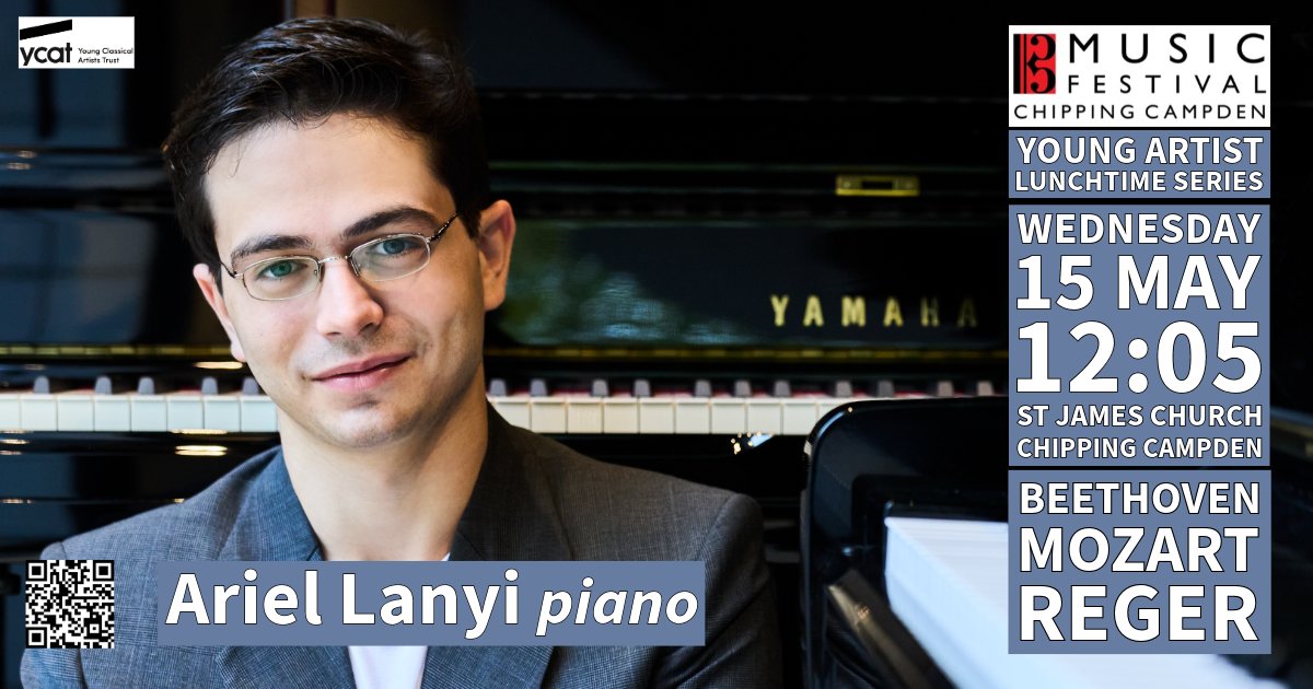 We welcome fast rising start pianist @ArielLanyi for the second of our Young Artist Lunchtime Series concerts on the 15th May (12:05) playing #Mozart #Beethoven #Reger tickets only £8 and FREE for Students! book here: tinyurl.com/Ariel-Lanyi-pi…