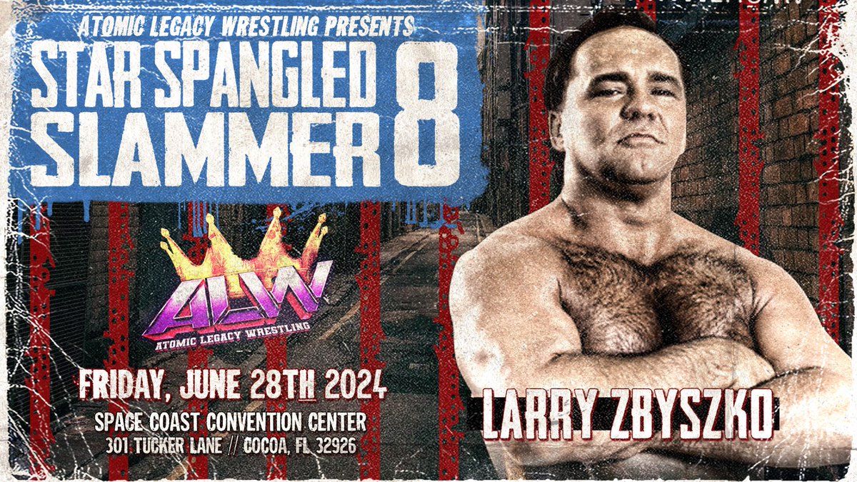 ALW @WrestlingAtomic is excited to announce that WWE Hall Of Famer The 'Living Legend' LARRY ZBYSZKO will be returning to ALW on Friday June 28th at our 8th Annual 'Star Spangled Slammer' event in Cocoa Florida! Tickets will go ON SALE this Friday at NOON! Get ready 😈