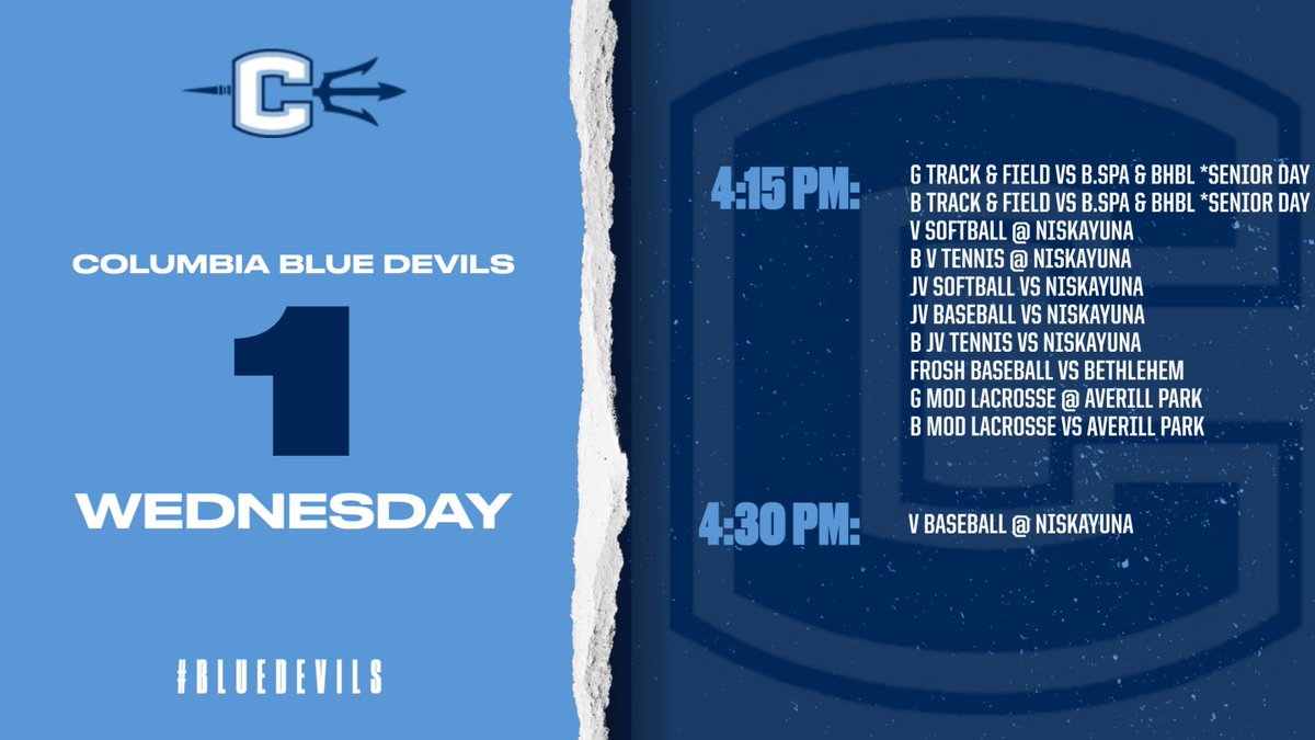 Columbia Blue Devils Athletic Schedule: