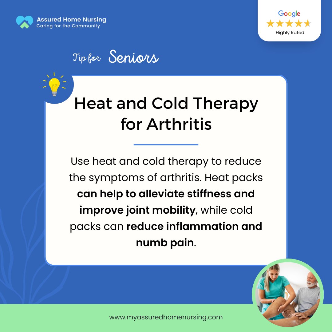 May is #arthritisawarenessmonth  ! Let's raise awareness and support for elders living with arthritis. Here is a #tip  for seniors to reduce the #symptoms of arthritis and improve their quality of life.

#healthylifestyle #therapy #SeniorSupport #HealthyHabits #wellness #USA