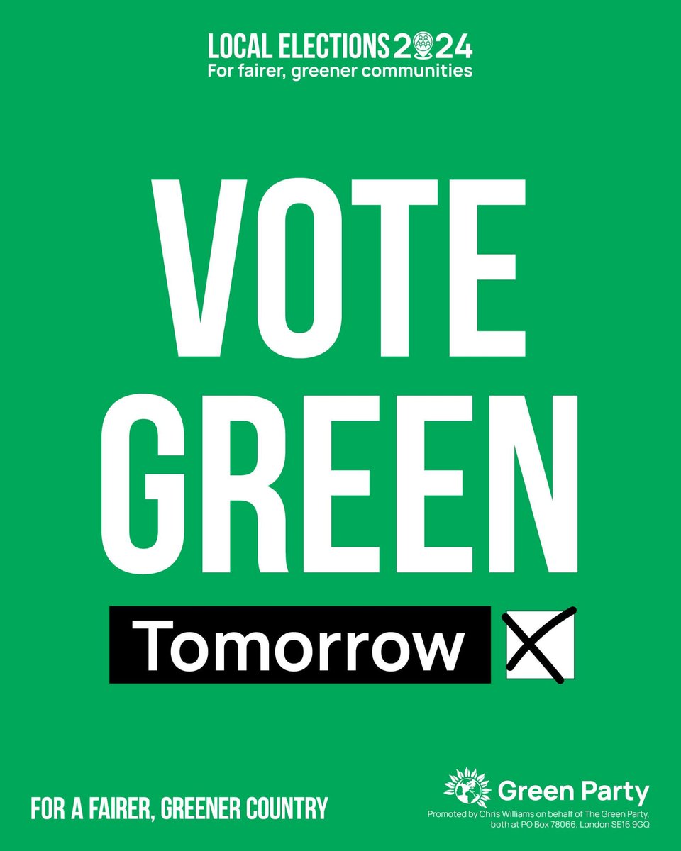 If you care about our planet, our future, your children, nature, wildlife, the poor, the vulnerable and having a fairer and more equal society... #VoteGreen #LocalElections2024