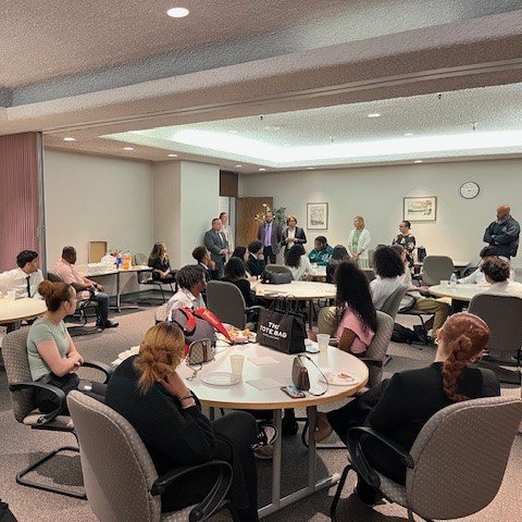 Our Court continued today's #LawDay through Judge Beetlestone talking to seniors from Northeast High School following a sentencing this morning and before a lunch where our District's Chief Defender and Chief Probation Officer and many others offered insights on the Rule of Law.
