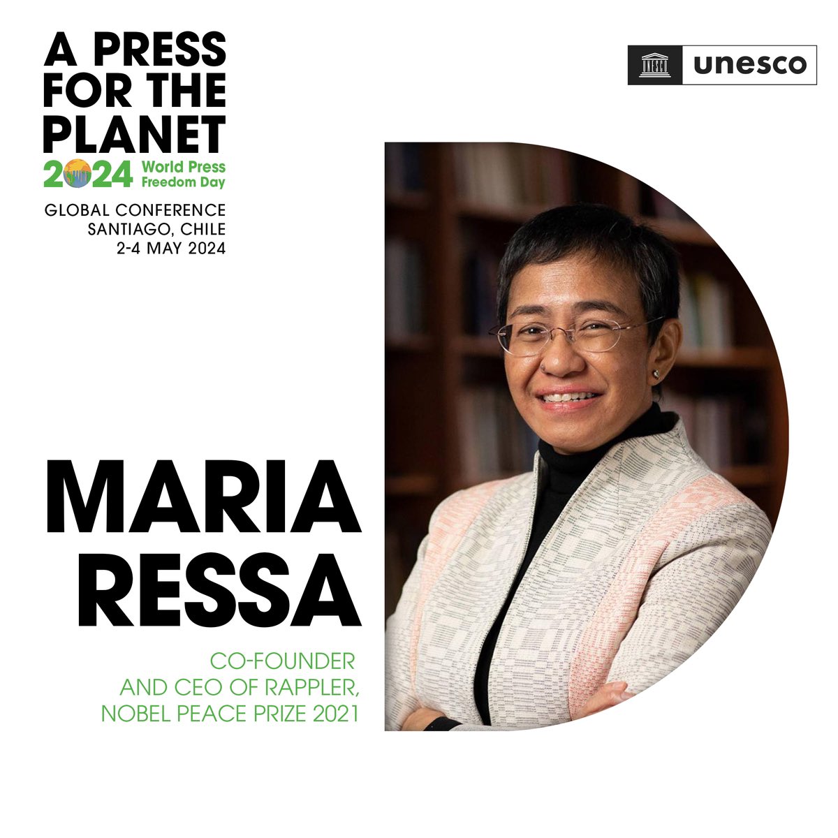 La libertad de prensa también debe respetarse en línea 💻

@mariaressa, premio nobel de la Paz, participará en el #DíaMundialDeLaLibertadDePrensa 2024 y compartirá sus ideas sobre la defensa de la libertad en línea.

👉 unesco.org/es/days/press-…