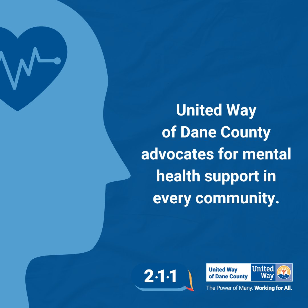 May is Mental Health Awareness Month. If you, or someone you know is struggling with their mental health, call 211 or download the 211 Wisconsin app to access mental health services ➡ bit.ly/uwdc211. #PowerofManyWorkingforAll #MentalHealthAwarenessMonth