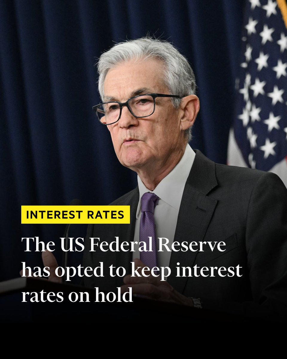 The Federal Reserve has signalled that a series of disappointing inflation readings are likely to mean US borrowing costs remain higher for longer: on.ft.com/3wrWkjI