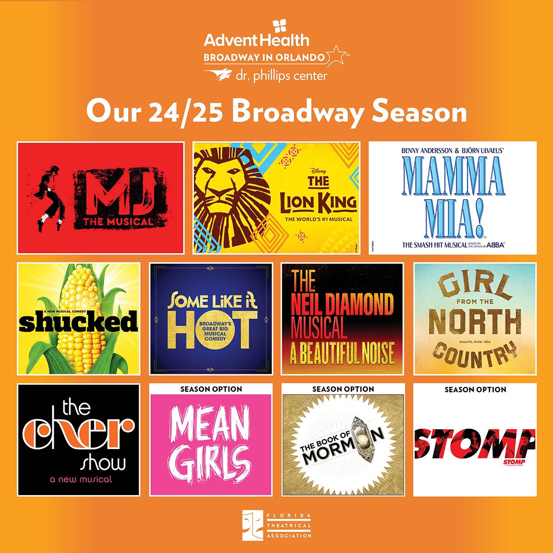 Subscriptions for the 24/25 Broadway in Orlando season are now on sale! Experience blockbuster hits and Orlando debuts in this 11-show line-up in Walt Disney Theater. Subscribe today- bit.ly/3wg8UTc
