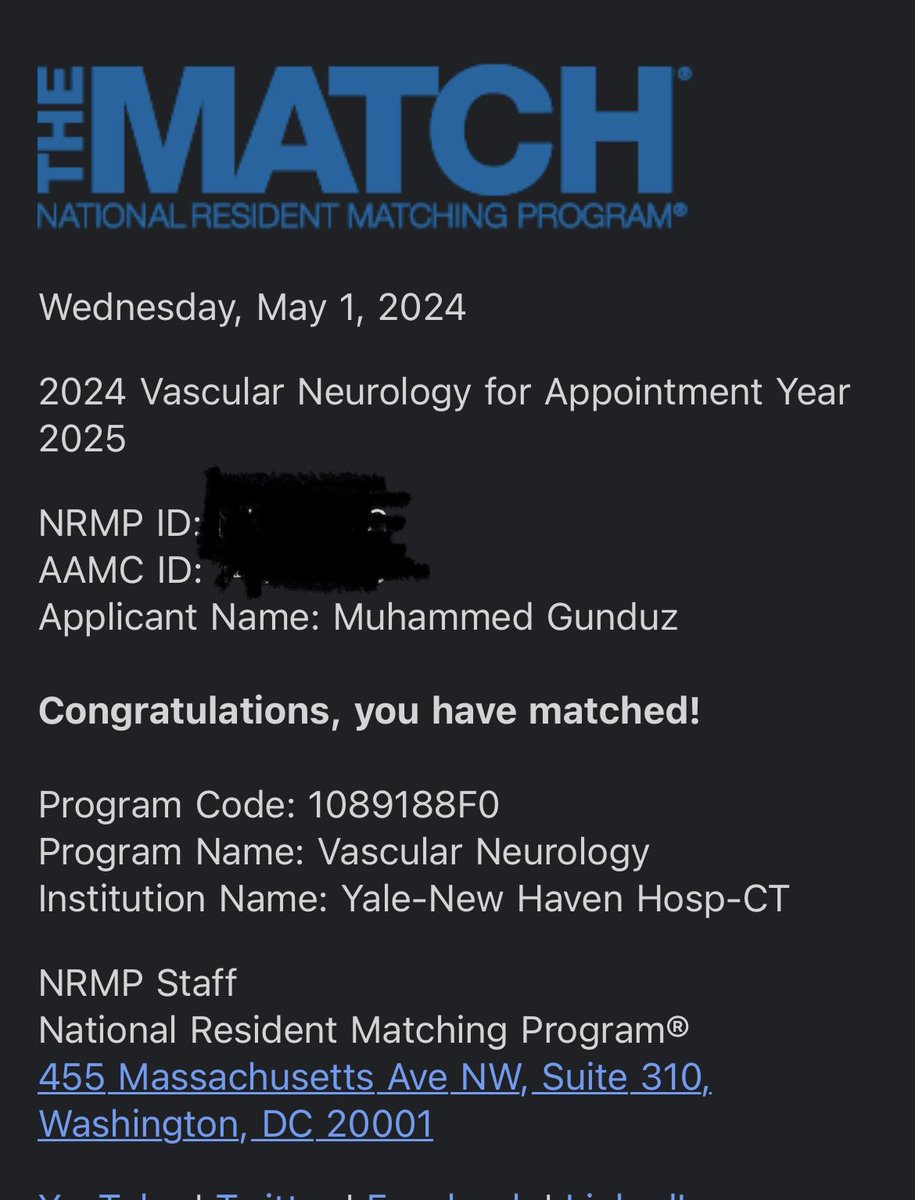 Matched to Yale Vascular Neurology! Very excited for this next step with amazing institution and faculty, and can’t wait to meet my cofellows!! #Stroke #Match #VascularNeurology #Neurotwitter