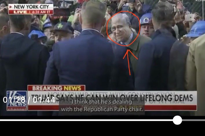 New York Republican party chair, Ed Cox - Nixon’s son in law and Trump shadow cabinet member 🔥 - front and center at event billed on Fox, as Trump meet and greet with NY construction and union workers. Make it stop! 😂🤣