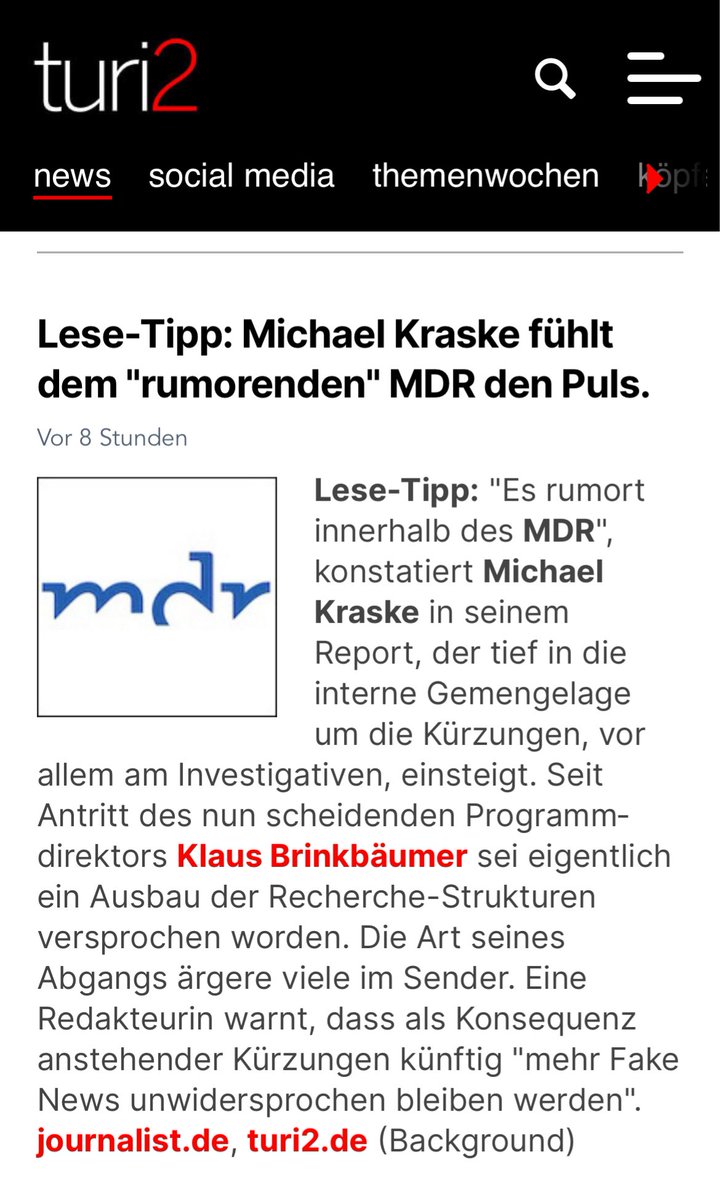 Lesetipp von @turi2 : michael @KraskeM fühlt dem rumorenden MDR den Puls: journalist.de/startseite/det…
