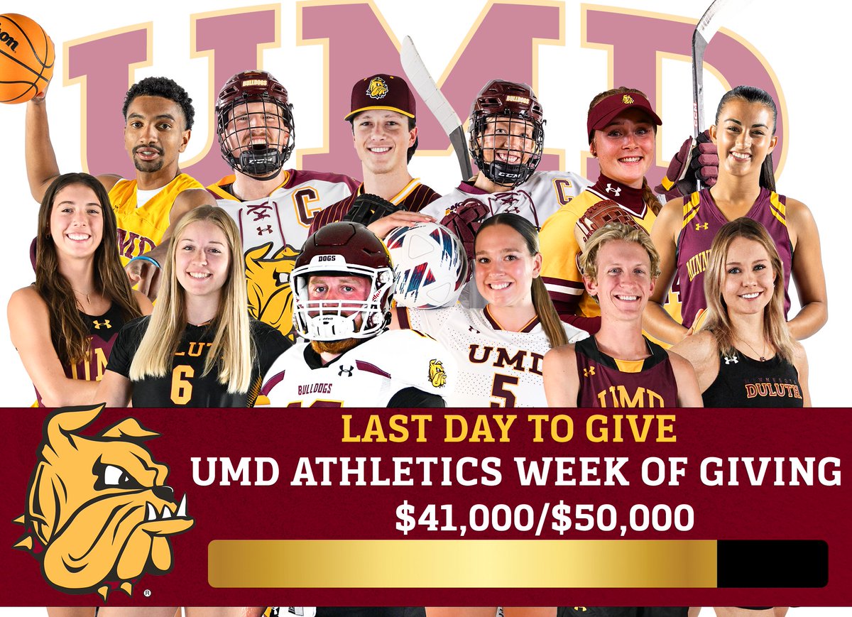 Today is our last day to give for our Week of Giving! We're so close to our goal, help us push over the finish line. Donate here: z.umn.edu/UMDAthletics