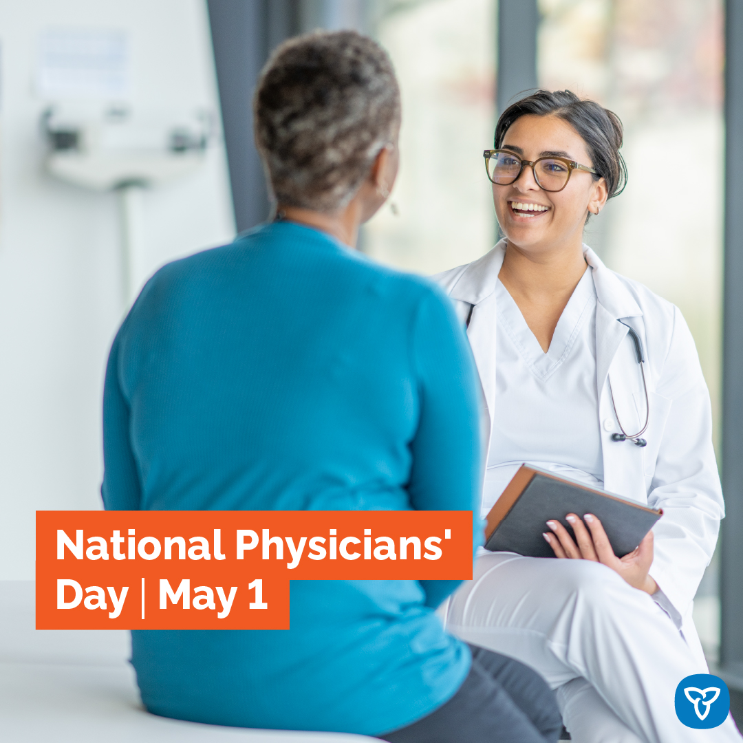 May 1 is #DoctorsDay, also known as National Physicians' Day!

Today, we’re celebrating Ontario’s dedicated doctors who support health and well being across the province.

Thank you to #OntarioDoctors!
