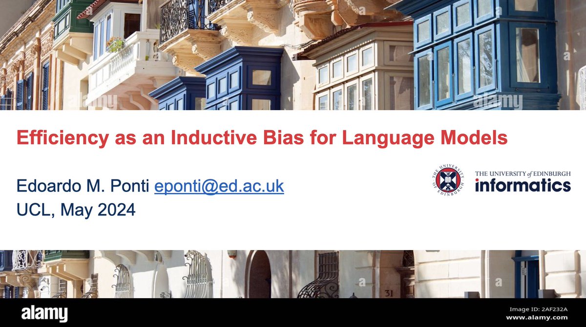 🚨 We are delighted to have @PontiEdoardo from @EdinburghNLP at @uclcs for our **hybrid** UCL NLP Meetup on *May 30th 5:30 PM BST* Talk 'Efficiency as an Inductive Bias for Language Models' 💫 Please use the online or in-person links here accordingly meetup.com/ucl-natural-la…