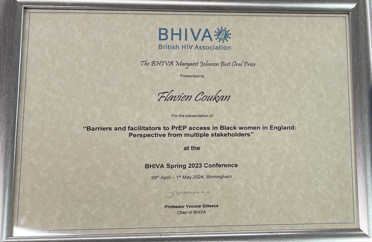 Helen Ward (@profhelenward) on Twitter photo Really impressed - <a href="/flvckn/">Flav Coukan</a> has not only done great research, but he also got the <a href="/BritishHIVAssoc/">BHIVA</a> prize for best oral presentation! There is no end to his talents!! Congratulations Flav, we are really proud of you and your public co-researchers.
<a href="/Imperial_PERC/">Imperial PERC</a> <a href="/ARC_NWL/">NIHR ARC Northwest London</a> Really impressed - <a href="/flvckn/">Flav Coukan</a> has not only done great research, but he also got the <a href="/BritishHIVAssoc/">BHIVA</a> prize for best oral presentation! There is no end to his talents!! Congratulations Flav, we are really proud of you and your public co-researchers.
<a href="/Imperial_PERC/">Imperial PERC</a> <a href="/ARC_NWL/">NIHR ARC Northwest London</a>