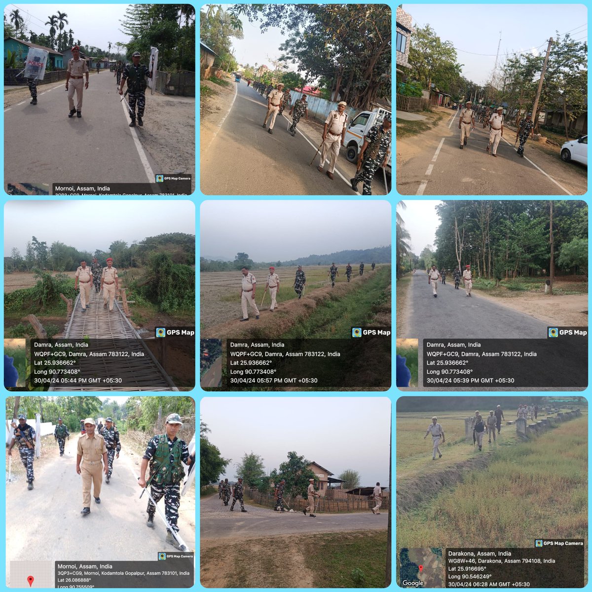 Glimpses of area domination/Foot patrolling by Goalpara Police in various places of Goalpara District to ensure free and fair election.

#GPE2024

@CMOfficeAssam
@assampolice 
@DGPAssamPolice 
@gpsinghips