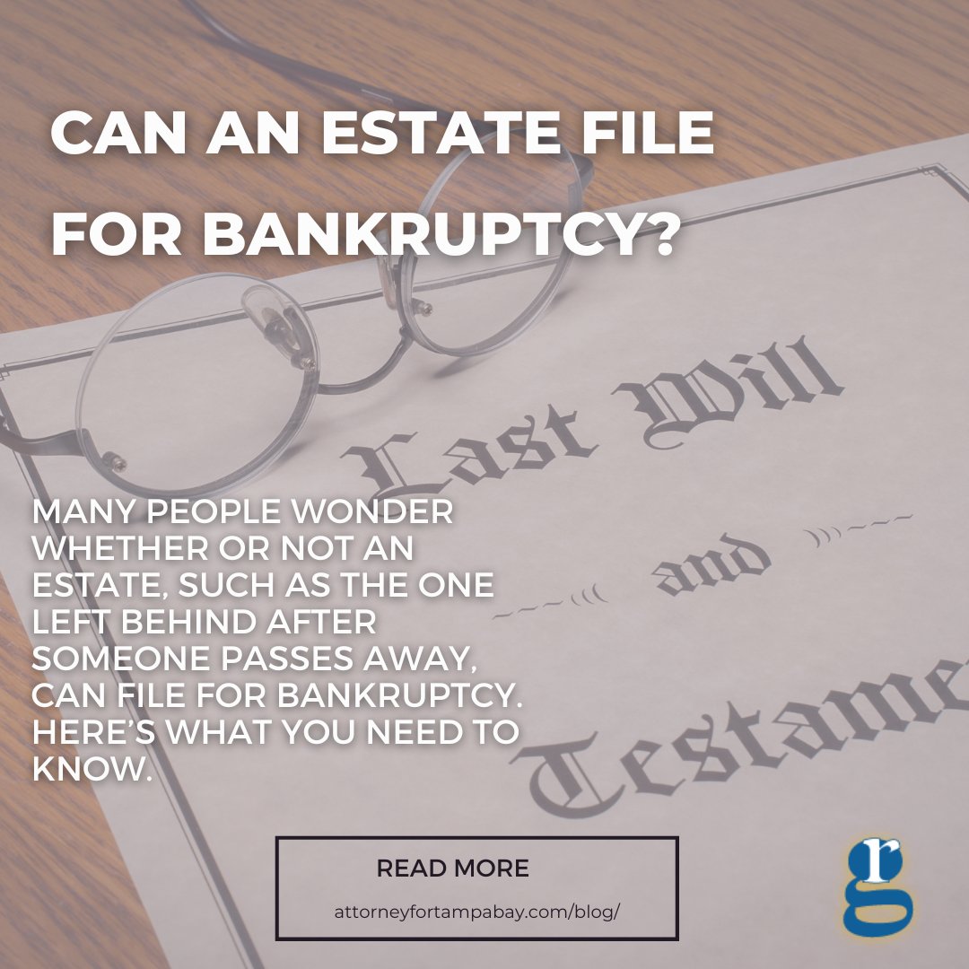 If you’d like to learn more about how bankruptcy affects an estate or you’re ready to get started with filing, you need to read this: bit.ly/3w8dhzR

Call us at 813-387-6934 to schedule a free consultation.

#bankruptcylawyer #bankruptcy #debtfreejourney #robertgellerlaw