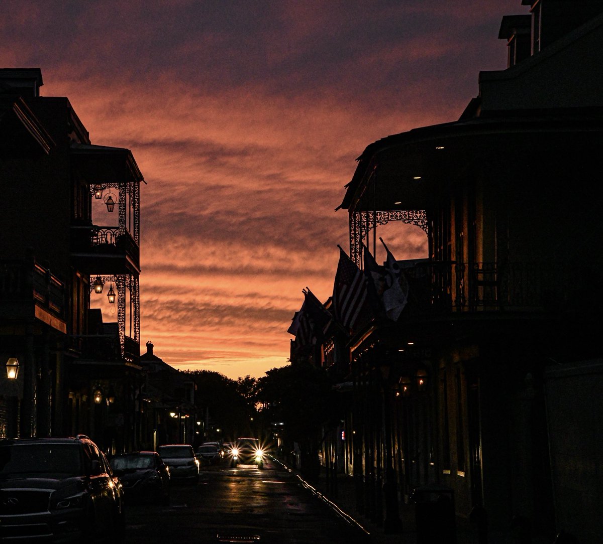 Sunset, St Philip street, New Orleans