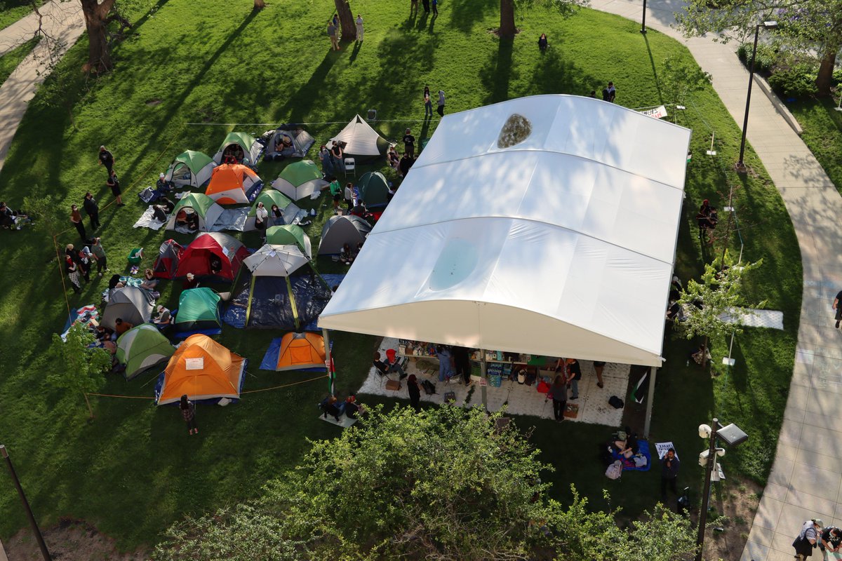 an air view of the current encampment