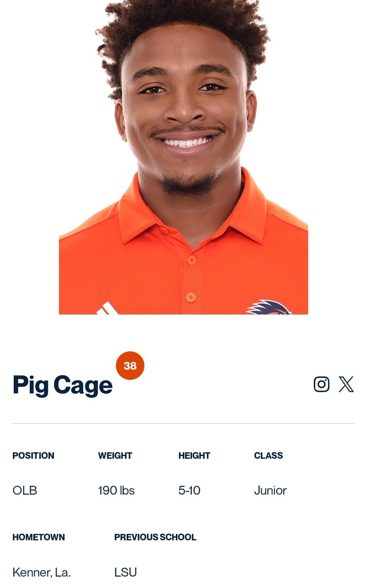 UTSA DB Pig Cage, who transferred in from LSU, re-entered the portal as a grad transfer; he played in 16 games during his two seasons with the Roadrunners @ThePigEra