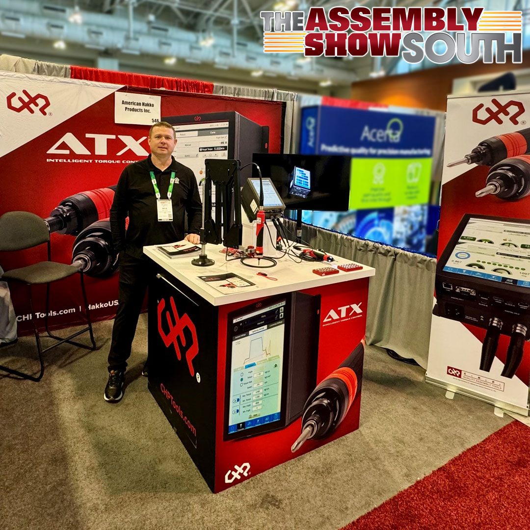 If you're attending THE ASSEMBLY SHOW SOUTH head on over to booth #546 and say hi to Mike and Mike! Test out one of our new ATX Intelligent Torque Drivers and see what we can do for you!

#hakko #hakkousa #chp #atx #assemblyshow #assemblyshowsouth #theassemblyshowsouth