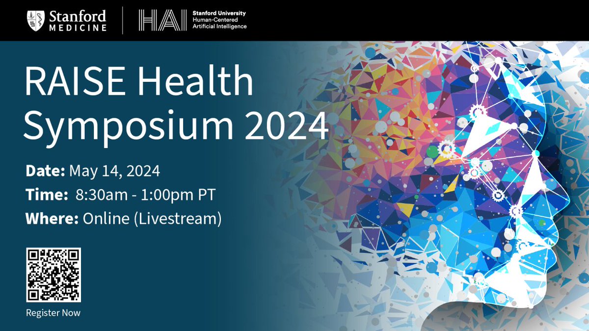 Let's dive deeper into conversations on #ResponsibleAI in health & medicine! We'll discuss the immense potential & some critical considerations during back-to-back events: the RAISE Symposium (May 14) & the AIMI Symposium (May 15)! @StanfordHAI stanford.io/3vtk5Ys