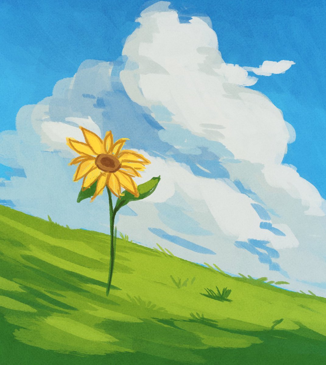 Just a little sunflower I made too test something 🌻 Inspired by a ghibli screenshot I found online because I had 0 ideas